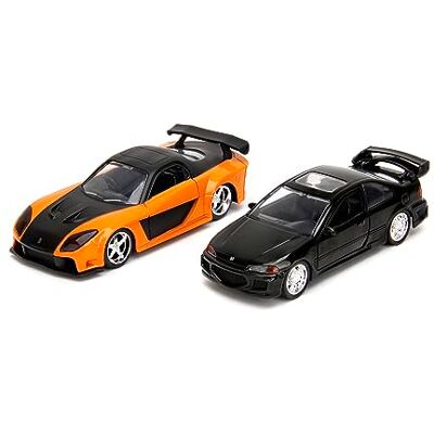 Jada Toys Fast and Furious auto's (2 stuks) – Honda Civic EJ1 1993 & Han's Mazda RX-7 1997-2 Legacy Series automodellen met deuren om te openen 1:32, 19 cm, vanaf 8 jaar, Wave 1, set 1 Jada Toys Fast and Furious auto's (2 stuks) – Honda Civic EJ1 1993 & Han's Mazda RX-7 1997-2 Legacy Series automodellen met deuren om te openen 1:32, 19 cm, vanaf 8 jaar, Wave 1, set 1