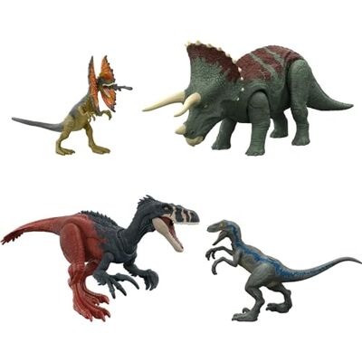 Mattel Jurassic World Set van 4 dinosaurussen, Siamosaurus, survival-instinct, met scanbare DNA-code, speelgoed voor kinderen, vanaf 4 jaar, HJJ85 Mattel Jurassic World Set van 4 dinosaurussen, Siamosaurus, survival-instinct, met scanbare DNA-code, speelgoed voor kinderen, vanaf 4 jaar, HJJ85