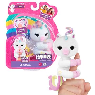 Bizak Fingerlings 61850005 Lulu eenhoorn van met meer dan 70 geluiden en reacties, vacht om te stylen, met glitter op de poten en zijn eigen persoonlijkheid Bizak Fingerlings 61850005 Lulu eenhoorn van met meer dan 70 geluiden en reacties, vacht om te stylen, met glitter op de poten en zijn eigen persoonlijkheid