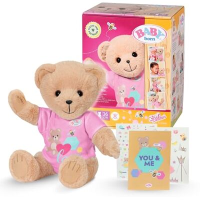 BABY born Beer Zachte knuffel met beweegbare armen en benen Knuffel met roze rompertje en accessoires inbegrepen Geschikt voor kinderen vanaf 0 jaar BABY born Beer Zachte knuffel met beweegbare armen en benen Knuffel met roze rompertje en accessoires inbegrepen Geschikt voor kinderen vanaf 0 jaar