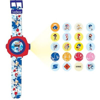 Lexibook , Sonic Projectiehorloge, DMW050SN Digitaal, 20 projecties, verstelbare armband, draaibare lensring, tijd/datum, batterij inbegrepen, blauw/rood Lexibook , Sonic Projectiehorloge, DMW050SN Digitaal, 20 projecties, verstelbare armband, draaibare lensring, tijd/datum, batterij inbegrepen, blauw/rood