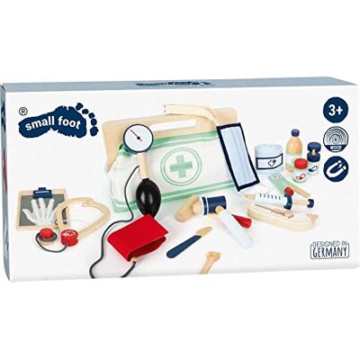 small foot doctor's bag with extended wood accessories, such as blood pressure monitor and springe, for children aged 3 and up, 11916 small foot doctor's bag with extended wood accessories, such as blood pressure monitor and springe, for children aged 3 and up, 11916