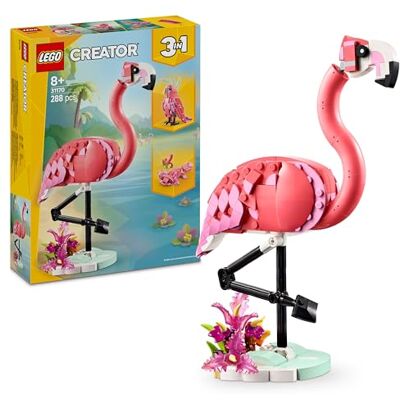 Lego Creator 3-in-1 wilde dieren: de flamingo 31170 Bouwspel voor meisjes vanaf 8 jaar, verandert in een kaketoe-figuur of axolotl, verjaardagscadeau, 288 delen Lego Creator 3-in-1 wilde dieren: de flamingo 31170 Bouwspel voor meisjes vanaf 8 jaar, verandert in een kaketoe-figuur of axolotl, verjaardagscadeau, 288 delen