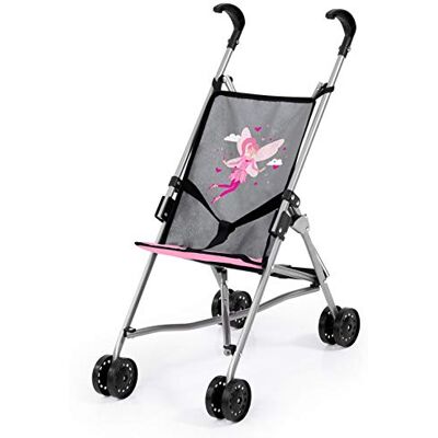 Bayer Design 30566AA Poppenwandelwagen, dubbele wielen, veiligheidsgordel, opvouwbaar, grijs, roze Bayer Design 30566AA Poppenwandelwagen, dubbele wielen, veiligheidsgordel, opvouwbaar, grijs, roze