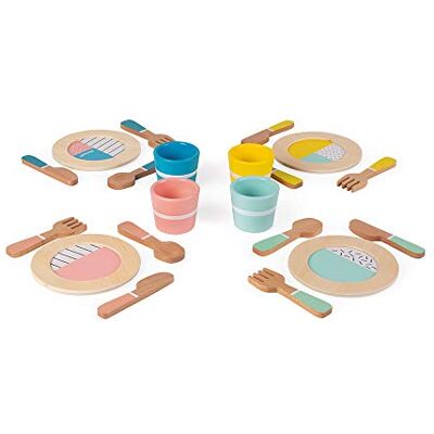 Janod Houten dinette 20-delig retro design – imitatiespel – keukenspel – leren fijne motoriek en fantasie – vanaf 3 jaar, J06600 Janod Houten dinette 20-delig retro design – imitatiespel – keukenspel – leren fijne motoriek en fantasie – vanaf 3 jaar, J06600