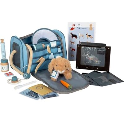 small foot Vettas met konijn, speelset met uitgebreide houten accessoires, 24-delig, met draagtas en pluche konijn, voor kinderen vanaf 3 jaar, 12737 small foot Vettas met konijn, speelset met uitgebreide houten accessoires, 24-delig, met draagtas en pluche konijn, voor kinderen vanaf 3 jaar, 12737