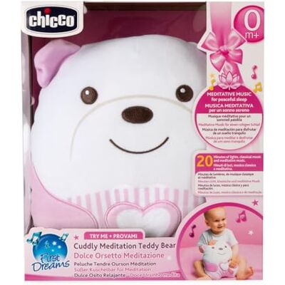 Chicco Meditatiebeer, zacht elektronisch pluche voor kinderen, zachte vulling, 20 minuten ontspannende en meditatieve muziek, zacht licht, machinewasbaar, 0 maanden +, roze Chicco Meditatiebeer, zacht elektronisch pluche voor kinderen, zachte vulling, 20 minuten ontspannende en meditatieve muziek, zacht licht, machinewasbaar, 0 maanden +, roze