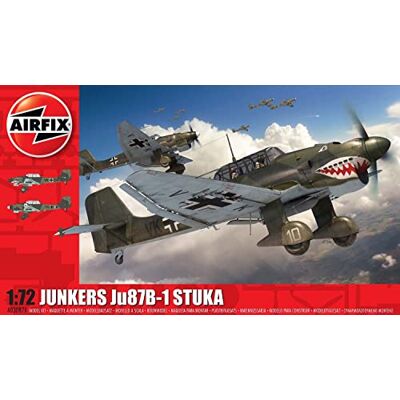 Airfix Junkers Ju87 B-1 Stuka A03087A modelvliegtuigbouwset van kunststof voor volwassenen en kinderen vanaf 8 jaar, set bevat spanen en stickers model Airfix Junkers Ju87 B-1 Stuka A03087A modelvliegtuigbouwset van kunststof voor volwassenen en kinderen vanaf 8 jaar, set bevat spanen en stickers model