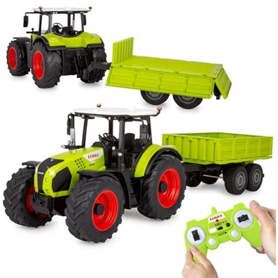 Jamara Claas Arion 660 405360 met wipaanhanger 1:24 2,4 GHz op afstand bestuurd tractorspeelgoed, kindervoertuig, landbouwmodel, cadeau voor kinderen, licht, trekhaak Jamara Claas Arion 660 405360 met wipaanhanger 1:24 2,4 GHz op afstand bestuurd tractorspeelgoed, kindervoertuig, landbouwmodel, cadeau voor kinderen, licht, trekhaak