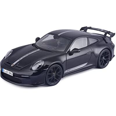 Maisto Porsche 911 GT3 (2023): miniatuurauto in schaal 1/18, beweegbare deuren, kofferbak en motorkap, zwart met strepen (536458BKS) Maisto Porsche 911 GT3 (2023): miniatuurauto in schaal 1/18, beweegbare deuren, kofferbak en motorkap, zwart met strepen (536458BKS)