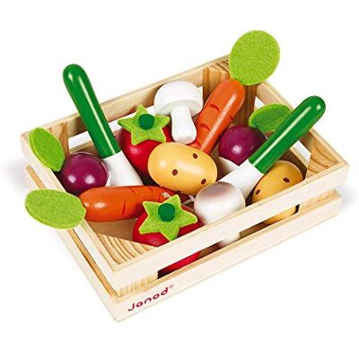 Janod Houten krat met 12 groenten accessoire voor dinette, keuken en handelaar Imitatiespeelgoed Vanaf 3 jaar J05611 Janod Houten krat met 12 groenten accessoire voor dinette, keuken en handelaar Imitatiespeelgoed Vanaf 3 jaar J05611