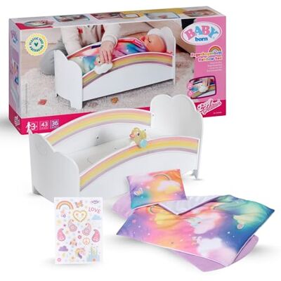 BABY born regenboogbed poppenbed met regenbooglicht & rustgevende slaapmelodie hoogwaardige poppenaccessoires incl. omkeerbaar beddengoed & stickers geschikt voor kinderen vanaf 3 jaar BABY born regenboogbed poppenbed met regenbooglicht & rustgevende slaapmelodie hoogwaardige poppenaccessoires incl. omkeerbaar beddengoed & stickers geschikt voor kinderen vanaf 3 jaar
