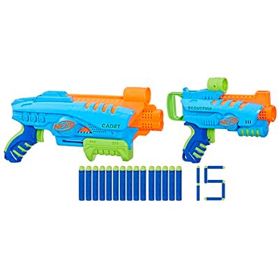 Nerf Elite Junior Ultimate Starter Set, 2 blasters Easy Play, 15 fléchettes Elite Nerf Elite Junior Ultimate Starter Set, 2 blasters Easy Play, 15 fléchettes Elite
