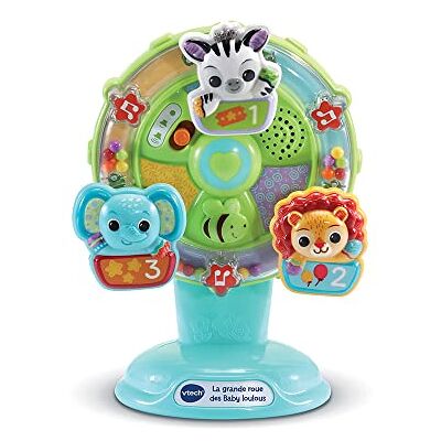 VTech Het grote wiel van Baby Loulous, rammelaar met zuignap voor tafel en kinderstoel, muzikaal speelgoed met 3 dieren, zebra, leeuw en olifant, cadeau voor baby's vanaf 6 maanden inhoud in het VTech Het grote wiel van Baby Loulous, rammelaar met zuignap voor tafel en kinderstoel, muzikaal speelgoed met 3 dieren, zebra, leeuw en olifant, cadeau voor baby's vanaf 6 maanden inhoud in het