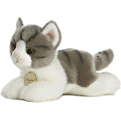 Aurora MiYoni Pluche tijgerkat voor kinderen Grijs en wit 20 cm Aurora MiYoni Pluche tijgerkat voor kinderen Grijs en wit 20 cm