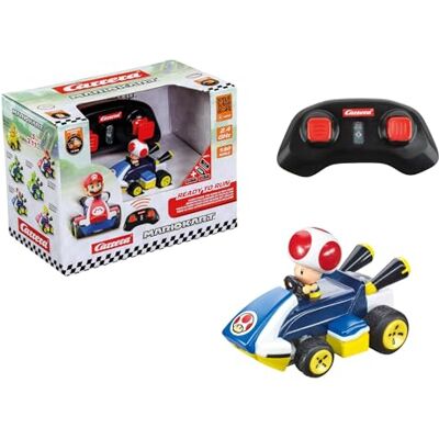 Carrera RC Mario Kart Mini RC Toad voor kinderen en volwassenen, jongens en meisjes, unieke originele licentie, direct rijplezier met klaar om te lopen, blauw Carrera RC Mario Kart Mini RC Toad voor kinderen en volwassenen, jongens en meisjes, unieke originele licentie, direct rijplezier met klaar om te lopen, blauw