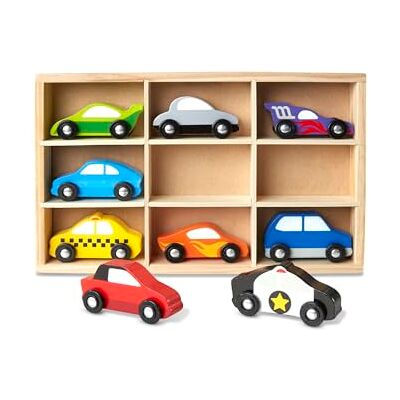 Melissa & Doug Houten autoset, houten speelgoed en treinen, vrachtwagens en voertuigen, 3+, cadeau voor jongens of meisjes Melissa & Doug Houten autoset, houten speelgoed en treinen, vrachtwagens en voertuigen, 3+, cadeau voor jongens of meisjes
