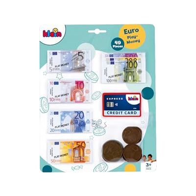 Klein Theo 9605 Euro speelgeld met creditcard 37 bankbiljetten en 11 munten van 1 cent tot 500 euro biljet afmetingen: 20 cm x 0,5 cm x 20 cm kinderspeelgoed Klein Theo 9605 Euro speelgeld met creditcard 37 bankbiljetten en 11 munten van 1 cent tot 500 euro biljet afmetingen: 20 cm x 0,5 cm x 20 cm kinderspeelgoed