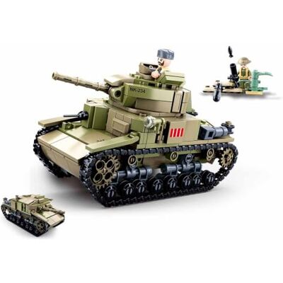 Sluban Klemstenen M38-B0711 SL95581, WWII Medium Italiaanse tank (463 stuks) B0711 Speelset Klemblokken Soldaten met figuur Army WWII Sluban Klemstenen M38-B0711 SL95581, WWII Medium Italiaanse tank (463 stuks) B0711 Speelset Klemblokken Soldaten met figuur Army WWII
