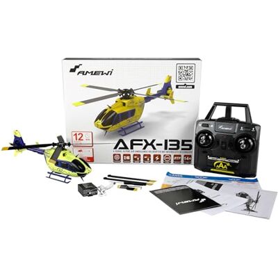 Amewi AFX-135 Alpine Air Ambulance Helikopter 4 kanalen 6G RTF Fluo geel/blauw Amewi AFX-135 Alpine Air Ambulance Helikopter 4 kanalen 6G RTF Fluo geel/blauw