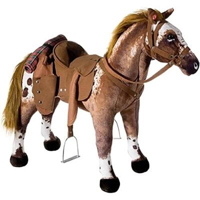 Heunec Cowboy paard, pluche, 723573, 80 cm, 100 kg, stof en metalen frame, zadel, flenzen, AA-batterijen, 3 jaar Heunec Cowboy paard, pluche, 723573, 80 cm, 100 kg, stof en metalen frame, zadel, flenzen, AA-batterijen, 3 jaar