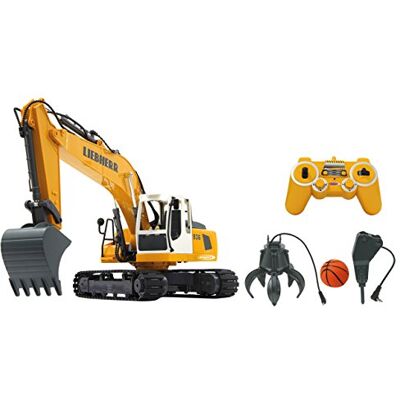Jamara 405112 Bagger Liebherr R936 1:20 2,4G destructieset inclusief grijper en afbreekhamer, metalen schep, elk scharnier afzonderlijk bestuurbaar, realistische functies, 660 graden draaibaar Jamara 405112 Bagger Liebherr R936 1:20 2,4G destructieset inclusief grijper en afbreekhamer, metalen schep, elk scharnier afzonderlijk bestuurbaar, realistische functies, 660 graden draaibaar