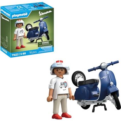 Playmobil Cars 71622 1969 Vespa 150 Sprint Veloce, blauw, trouw model voor verzamelaars en hobbyisten, inclusief veelzijdige accessoires en afneembaar reservewiel Playmobil Cars 71622 1969 Vespa 150 Sprint Veloce, blauw, trouw model voor verzamelaars en hobbyisten, inclusief veelzijdige accessoires en afneembaar reservewiel