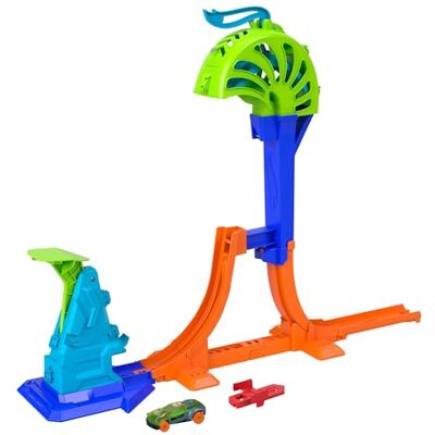 Hot Wheels Extreme verticale launcher stuntbox met 45 cm hoge sprong en opvangkooi, compatibel met Speed Snap, voertuig op schaal 1:64, JHK75 Hot Wheels Extreme verticale launcher stuntbox met 45 cm hoge sprong en opvangkooi, compatibel met Speed Snap, voertuig op schaal 1:64, JHK75