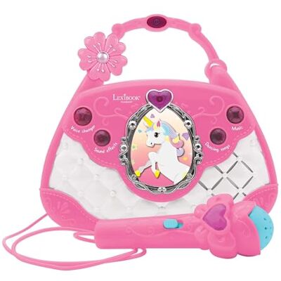 Lexibook , Unicorn karaoke-tas, K102UNI Inclusief microfoon, stemmodificator, demoliedjes, lichteffecten, AUX-ingang Lexibook , Unicorn karaoke-tas, K102UNI Inclusief microfoon, stemmodificator, demoliedjes, lichteffecten, AUX-ingang