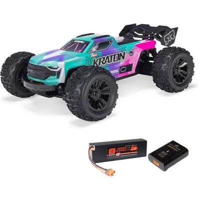 ARRMA Mini KRATON 3S DSC 4X4 RTR Monster Truck Brushless met Smart LiPo-batterij en USB-C-oplader Snelheid 80 km/u Turquoise/roze ARRMA Mini KRATON 3S DSC 4X4 RTR Monster Truck Brushless met Smart LiPo-batterij en USB-C-oplader Snelheid 80 km/u Turquoise/roze