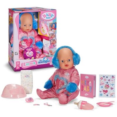 BABY born Emma Interactieve pop in wintercombinatie, 43 cm, 10 functies, met voedselaccessoires, Jerry pot en luier, 3+ BABY born Emma Interactieve pop in wintercombinatie, 43 cm, 10 functies, met voedselaccessoires, Jerry pot en luier, 3+