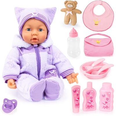 Bayer Design 94694 – pop – Piccolina Magic Eyes met accessoires – babygeluiden + beweegt met zijn mond om te zuigen – 46 cm Bayer Design 94694 – pop – Piccolina Magic Eyes met accessoires – babygeluiden + beweegt met zijn mond om te zuigen – 46 cm