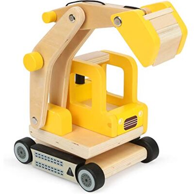 small foot Houten graafmachine, speelgoedauto met beweegbare graafmachine, 360 graden draaibaar, voor kinderen ouder 3 en up, 12010 small foot Houten graafmachine, speelgoedauto met beweegbare graafmachine, 360 graden draaibaar, voor kinderen ouder 3 en up, 12010