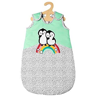 Heless 1194 Poppenslaapzak met stippen, pinguïn print, klittenbandsluiting, zacht, maat 28-35 cm Heless 1194 Poppenslaapzak met stippen, pinguïn print, klittenbandsluiting, zacht, maat 28-35 cm
