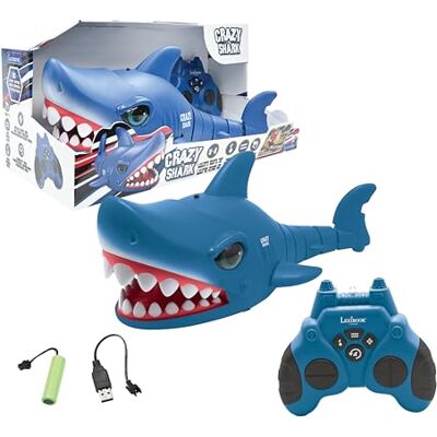 Lexibook Crazy Shark op afstand bestuurbare haai, tot 5 km/u, automatische jacht- en dansmodi, programmeerbaar, muzikale effecten, blauw, SHARK01 Lexibook Crazy Shark op afstand bestuurbare haai, tot 5 km/u, automatische jacht- en dansmodi, programmeerbaar, muzikale effecten, blauw, SHARK01