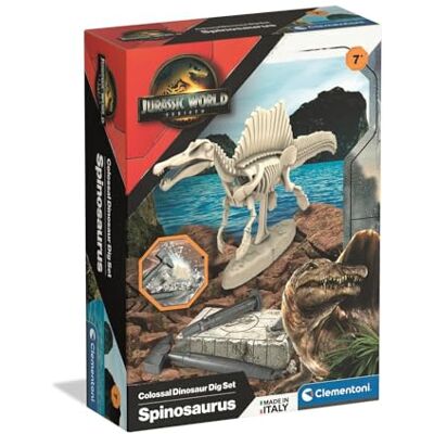 Clementoni Jurassic World Spinosaurus Paleontologische opgraving voor kinderen vanaf 7 jaar Fossielsteen om te graven, skelet om te monteren, hamer en beitel inbegrepen, wetenschappelijk spel Clementoni Jurassic World Spinosaurus Paleontologische opgraving voor kinderen vanaf 7 jaar Fossielsteen om te graven, skelet om te monteren, hamer en beitel inbegrepen, wetenschappelijk spel