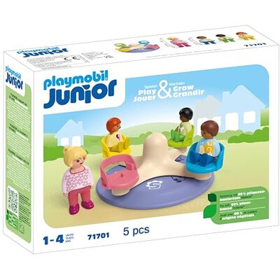 Playmobil Junior 71701 Carrousel met draaibare stoelen, duurzaam speelgoed van kunststof op plantaardige basis, speelgoed voor kinderen vanaf 1 jaar Playmobil Junior 71701 Carrousel met draaibare stoelen, duurzaam speelgoed van kunststof op plantaardige basis, speelgoed voor kinderen vanaf 1 jaar