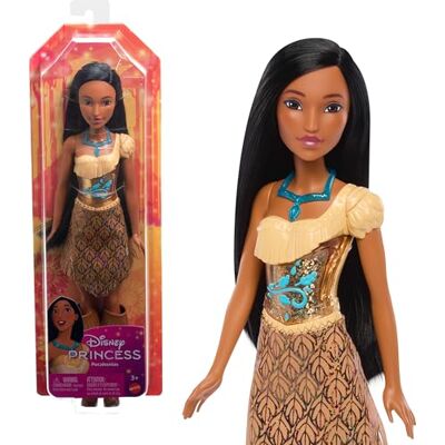 Mattel Disney-prinsessen Pocahontas pop met glinsterende outfit en Glinsterende set met afneembare rok, halsketting en schoenen, beweegbaar, geïnspireerd op Disney-film, HLW07 Mattel Disney-prinsessen Pocahontas pop met glinsterende outfit en Glinsterende set met afneembare rok, halsketting en schoenen, beweegbaar, geïnspireerd op Disney-film, HLW07