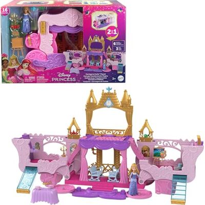 Mattel Disney Prinses HWX17 Ombouwset in kasteel met kleine Aurora-pop, 3 niveaus, 6 speelplaatsen, 4 figuren, meubels en accessoires Mattel Disney Prinses HWX17 Ombouwset in kasteel met kleine Aurora-pop, 3 niveaus, 6 speelplaatsen, 4 figuren, meubels en accessoires