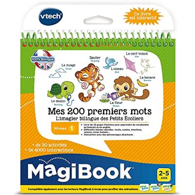 VTech MagiBook Leerboek voor kinderen, niveau 1, Mijn eerste 200 woordjes, geïllustreerde en interactieve pagina's, cadeau voor meisjes en jongens van 2 tot 5 jaar, inhoud in het Frans en Engels VTech MagiBook Leerboek voor kinderen, niveau 1, Mijn eerste 200 woordjes, geïllustreerde en interactieve pagina's, cadeau voor meisjes en jongens van 2 tot 5 jaar, inhoud in het Frans en Engels