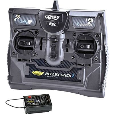 Carson 500501006 FS Reflex Stick II 2,4 GHz 6-kanaals afstandsbediening met ontvanger voor modelvoertuigen zoals RC auto's en schepen, zwart Carson 500501006 FS Reflex Stick II 2,4 GHz 6-kanaals afstandsbediening met ontvanger voor modelvoertuigen zoals RC auto's en schepen, zwart