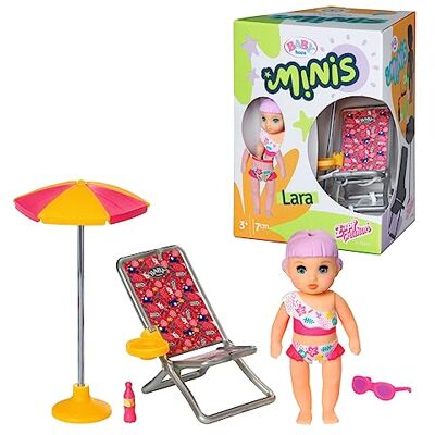 BABY born Minis 906132 Summertime speelset met Lara 7 cm grote pop met exclusieve accessoires en beweegbaar lichaam voor realistisch spel kinderen vanaf 3 jaar BABY born Minis 906132 Summertime speelset met Lara 7 cm grote pop met exclusieve accessoires en beweegbaar lichaam voor realistisch spel kinderen vanaf 3 jaar