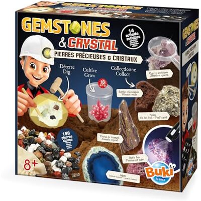 Buki France Set met edelstenen en kristallen – ontdekkingsset voor kinderen 8+ met 27 authentieke stenen, wetenschappelijke experimenten, kristallen om te groeien, vergrootglas en geïllustreerde handleiding Buki France Set met edelstenen en kristallen – ontdekkingsset voor kinderen 8+ met 27 authentieke stenen, wetenschappelijke experimenten, kristallen om te groeien, vergrootglas en geïllustreerde handleiding