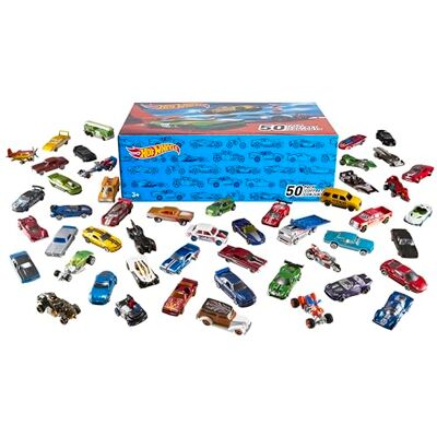 Hot Wheels V6697 50 Pack 1:64 gegoten voertuigen extra grote cadeauset, elk 50 speelgoedauto's, willekeurige selectie, 3+ jaar Hot Wheels V6697 50 Pack 1:64 gegoten voertuigen extra grote cadeauset, elk 50 speelgoedauto's, willekeurige selectie, 3+ jaar
