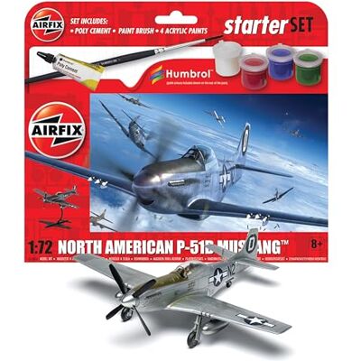 Airfix A55013 North American P-51D Mustang Modelbouwset Plastic modelvliegtuigsets voor volwassenen en kinderen vanaf 8+, set bevat gietframes, stickers, verf, kwast en lijm schaalmodel 1:72 Airfix A55013 North American P-51D Mustang Modelbouwset Plastic modelvliegtuigsets voor volwassenen en kinderen vanaf 8+, set bevat gietframes, stickers, verf, kwast en lijm schaalmodel 1:72