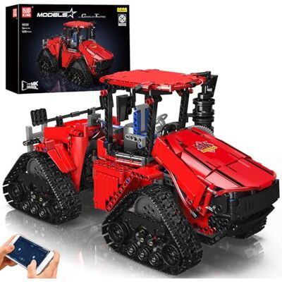 Mould King 18020 Technic tractor met rupsen, op afstand bestuurd, bouwset met 4 motoren, pneumatisch systeem en app-bediening, blokkenset voor jongeren en volwassenen (1698 stuks) Mould King 18020 Technic tractor met rupsen, op afstand bestuurd, bouwset met 4 motoren, pneumatisch systeem en app-bediening, blokkenset voor jongeren en volwassenen (1698 stuks)
