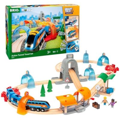 Brio World 33972 Smart Tech Sound Travel Circuit 37-delige complete set met intelligente elektrische trein STEM houten treinbaan gemengd speelgoed vanaf 3 jaar Brio World 33972 Smart Tech Sound Travel Circuit 37-delige complete set met intelligente elektrische trein STEM houten treinbaan gemengd speelgoed vanaf 3 jaar