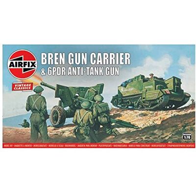Airfix Vintage Classics Set A01309V Bren Gun Carrier & 6PDR Antitank Gun Plastic tankmodellen voor volwassenen en kinderen vanaf 8 jaar, de set bevat 45 delen, sprues en Airfix Vintage Classics Set A01309V Bren Gun Carrier & 6PDR Antitank Gun Plastic tankmodellen voor volwassenen en kinderen vanaf 8 jaar, de set bevat 45 delen, sprues en