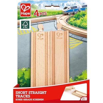 Hape 4 stuks lange spoorwegrails van hout E3779 natuur Hape 4 stuks lange spoorwegrails van hout E3779 natuur