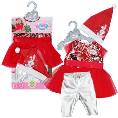 BABY born Kerstjurk, pailletten poppenjurk, leggings en kerstmuts voor 43 cm poppen, 836118 Zapf Creation BABY born Kerstjurk, pailletten poppenjurk, leggings en kerstmuts voor 43 cm poppen, 836118 Zapf Creation